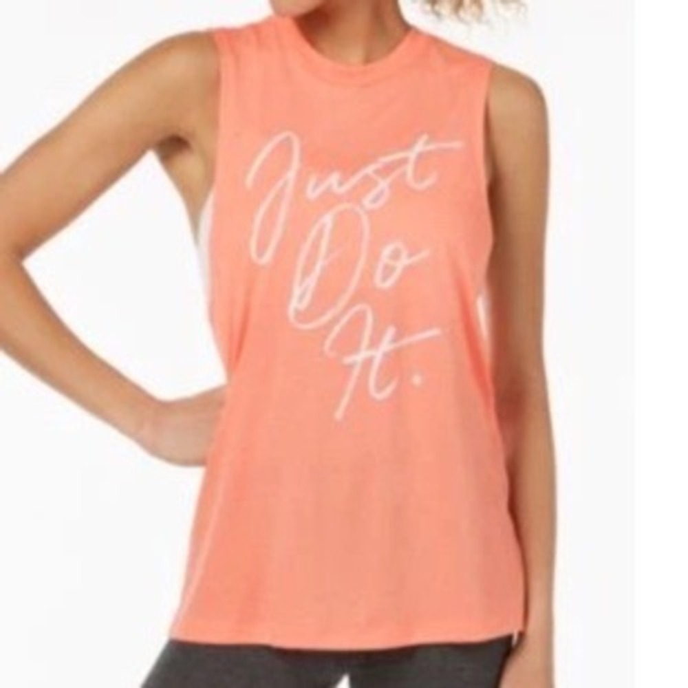 Nike Womens Just Do It Dri-FIT Muscle Tank Top Coral Pink Medium